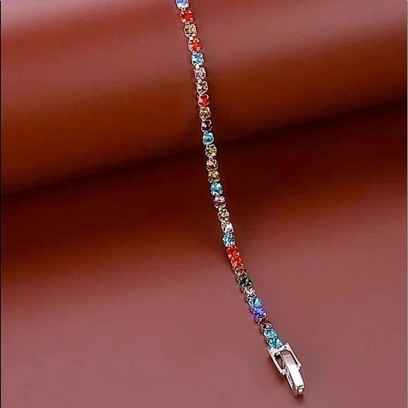 SILVER MULTICOLOR RHINESTONE BRACELET - Picture 5 of 5